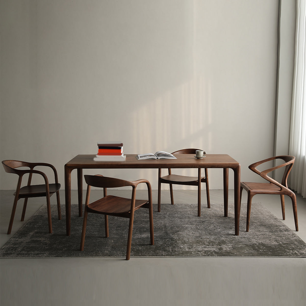 1/4/5 Piece Solid Wood Dining Room Table and Chair Set in Brown