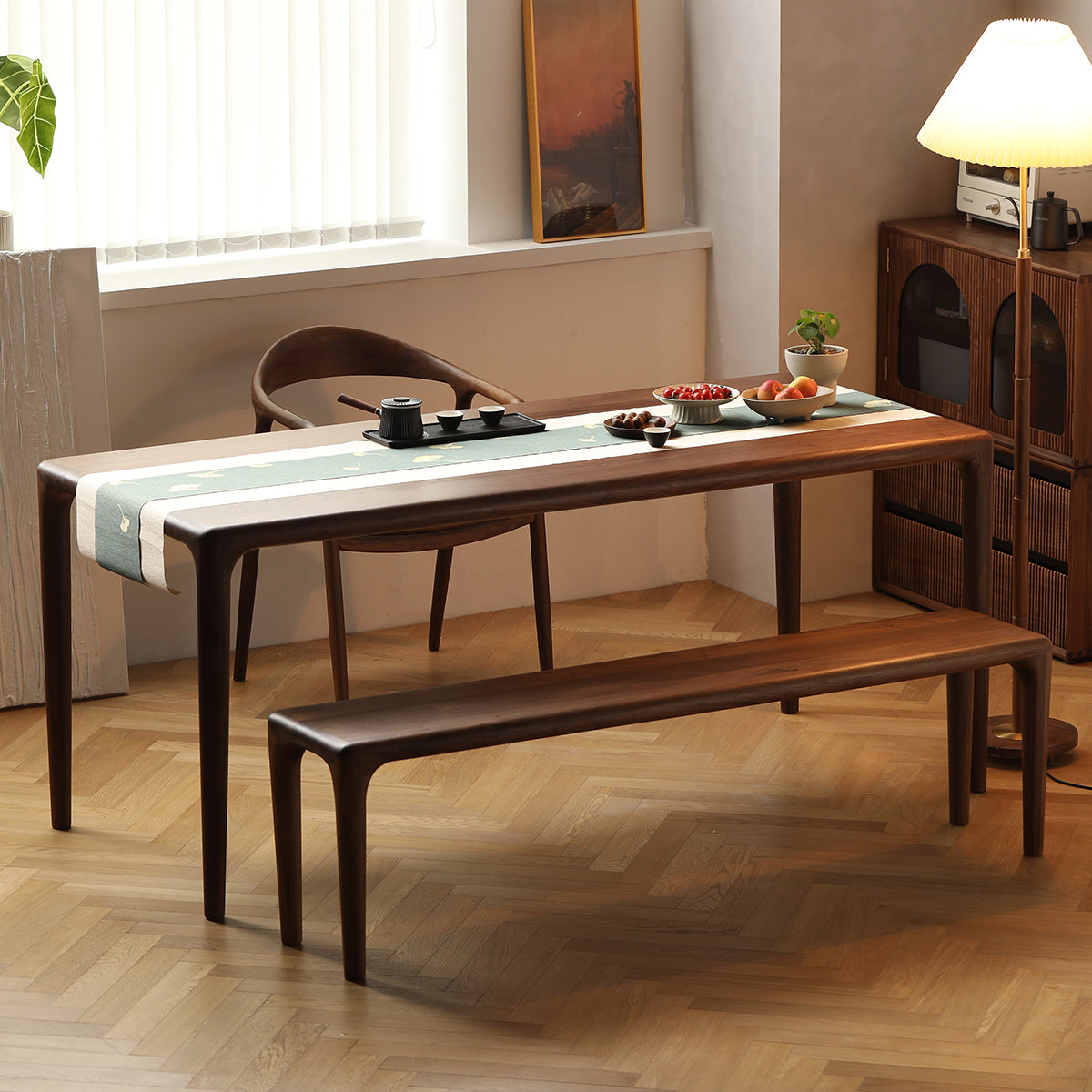 1/4/5 Piece Solid Wood Dining Room Table and Chair Set in Brown
