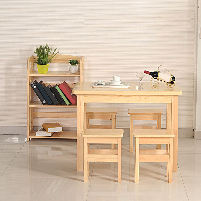 Modern 1/5 Piece Solid Wood Dining Room Rectangle Furniture Set
