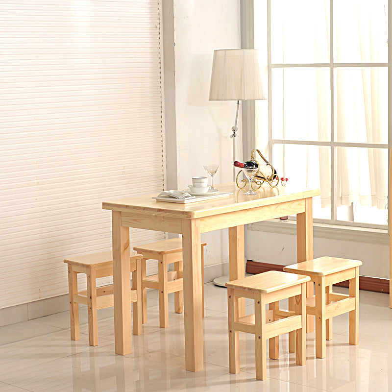 Modern 1/5 Piece Solid Wood Dining Room Rectangle Furniture Set