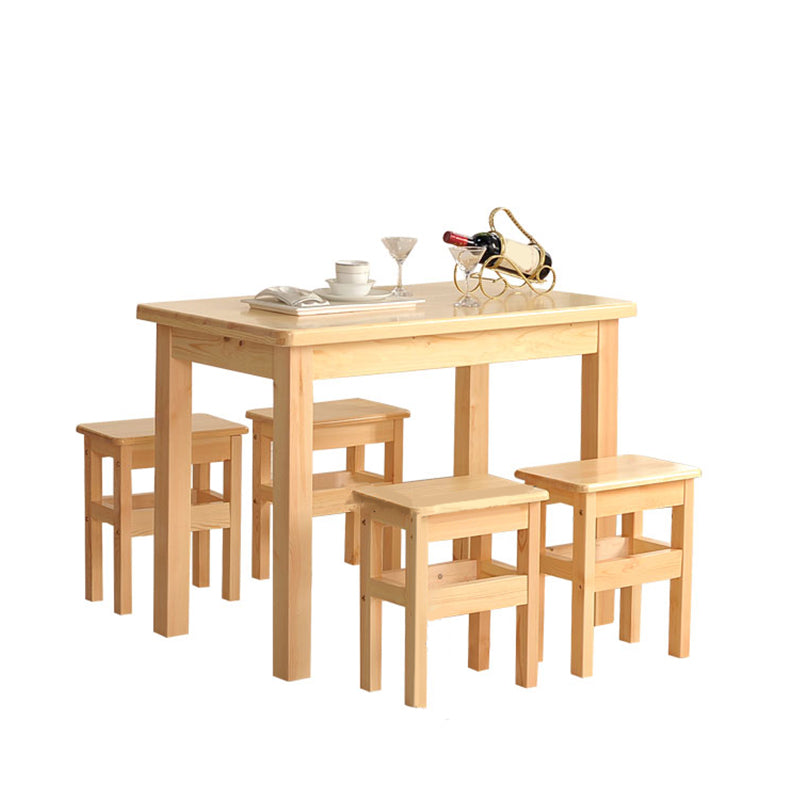 Modern 1/5 Piece Solid Wood Dining Room Rectangle Furniture Set