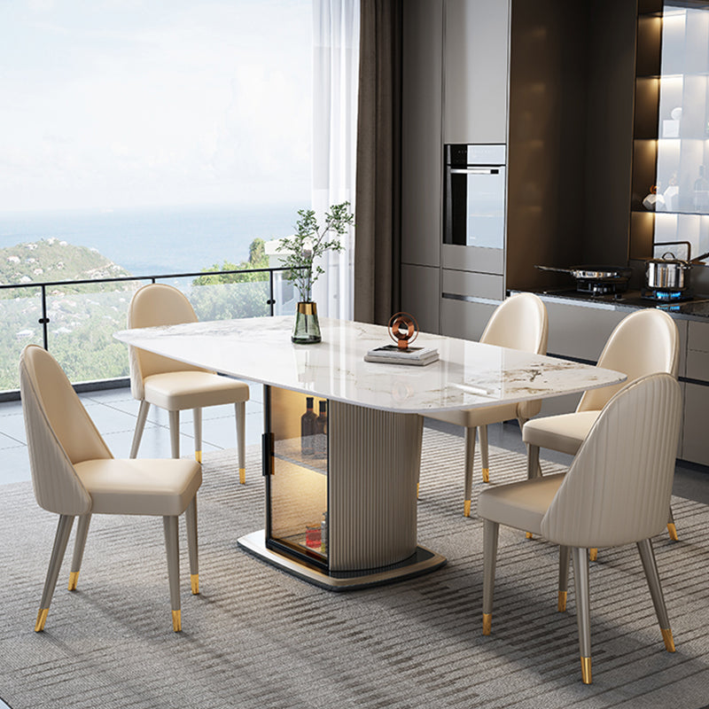 1/5/7 Pieces Modern Sintered Stone Top Dining Set with Storage