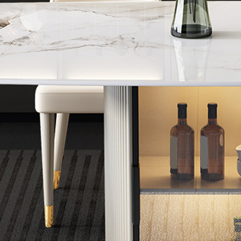 1/5/7 Pieces Modern Sintered Stone Top Dining Set with Storage