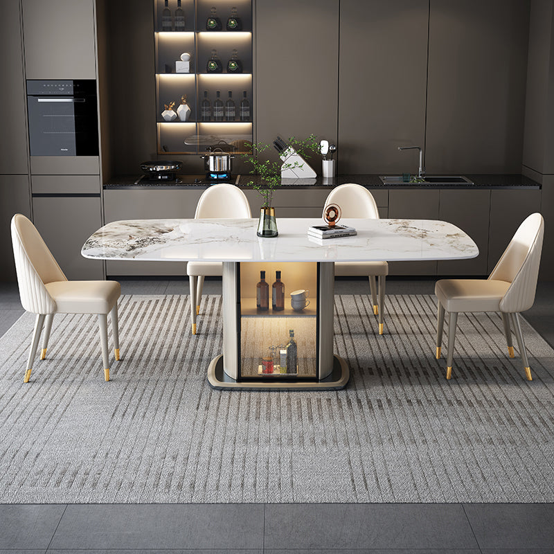 1/5/7 Pieces Modern Sintered Stone Top Dining Set with Storage