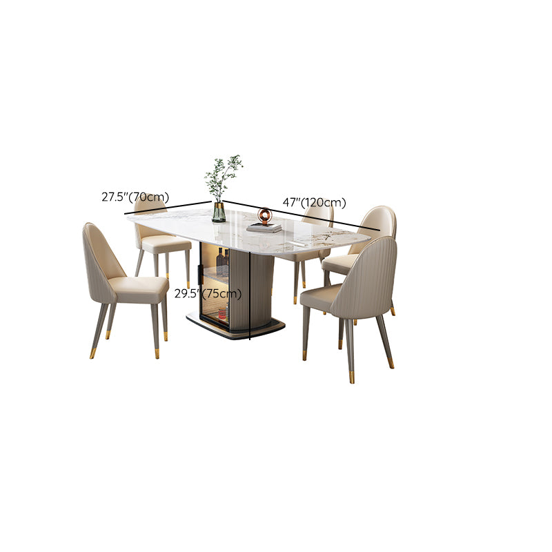 1/5/7 Pieces Modern Sintered Stone Top Dining Set with Storage