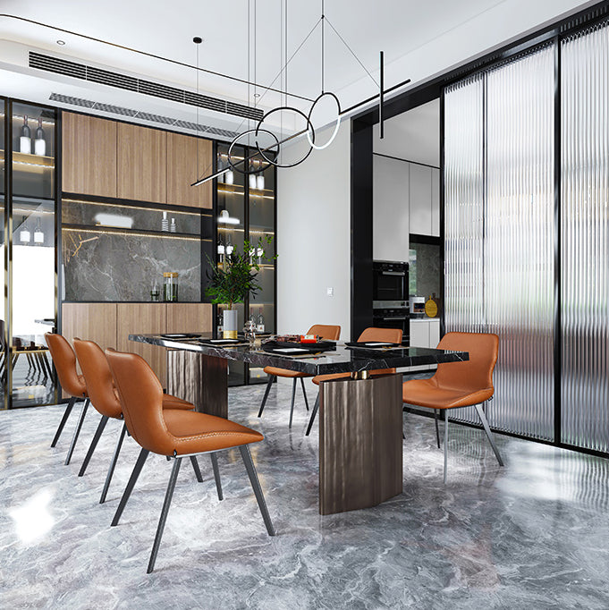 Industrial Faux Leather and Metal Dining and Accent Chairs for Kitchen