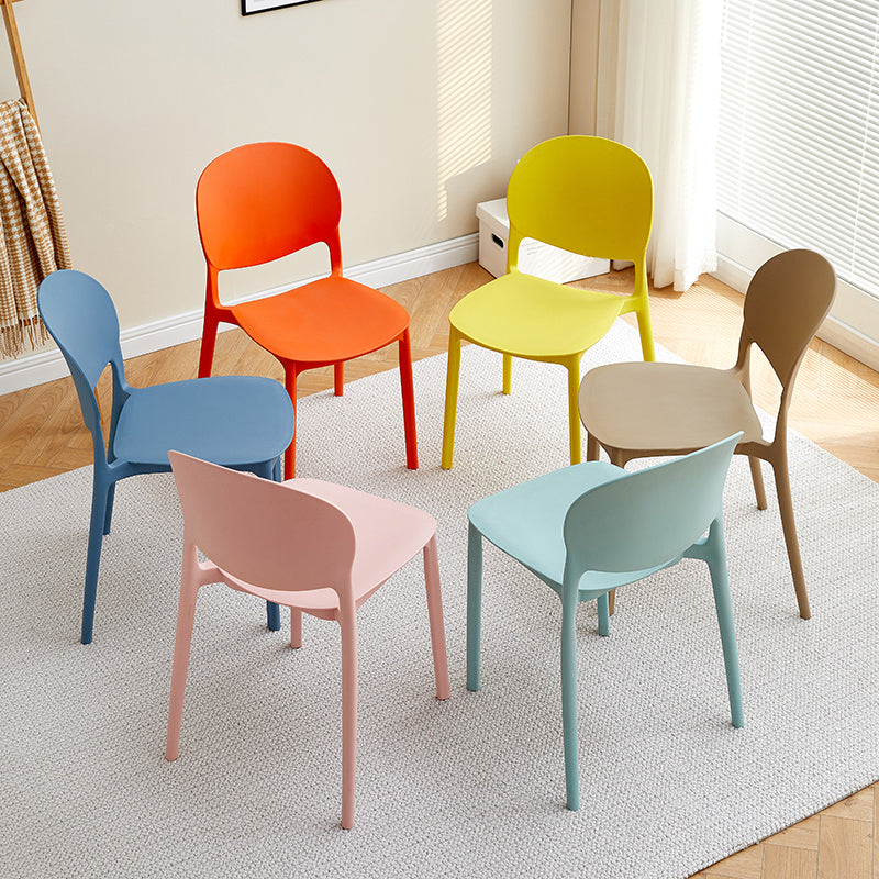 Modern Dining Room Armless Plastic Stacking Open Back Dining Chair