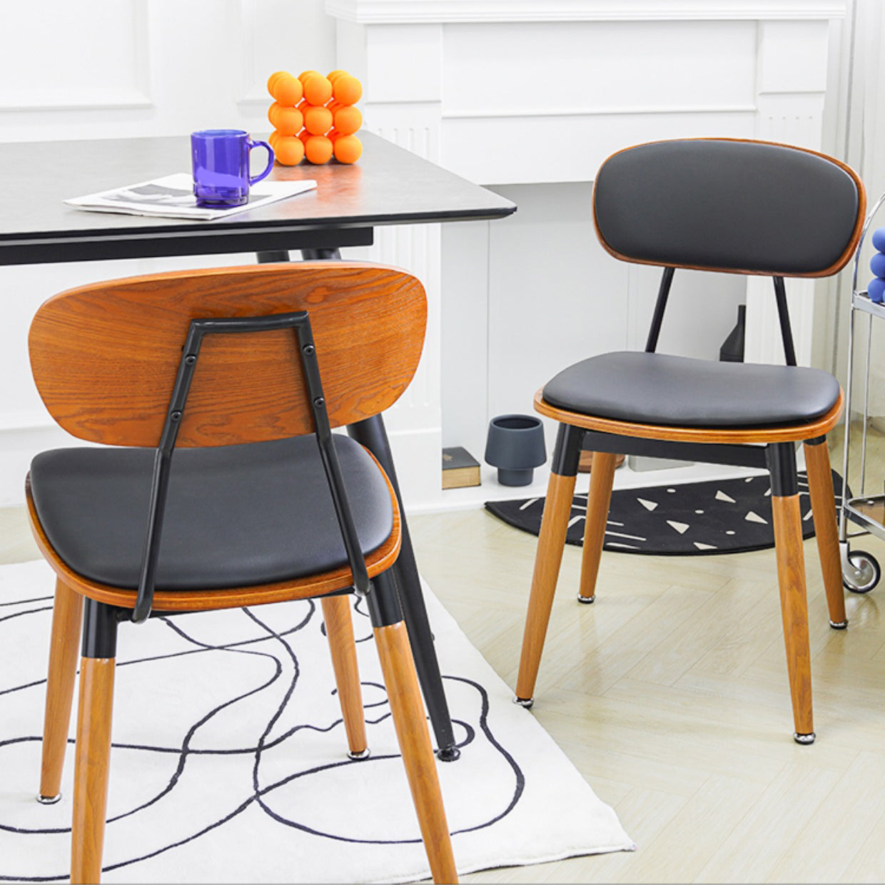 Contemporary Style Open Back Upholstered Dining Side Chair for Home