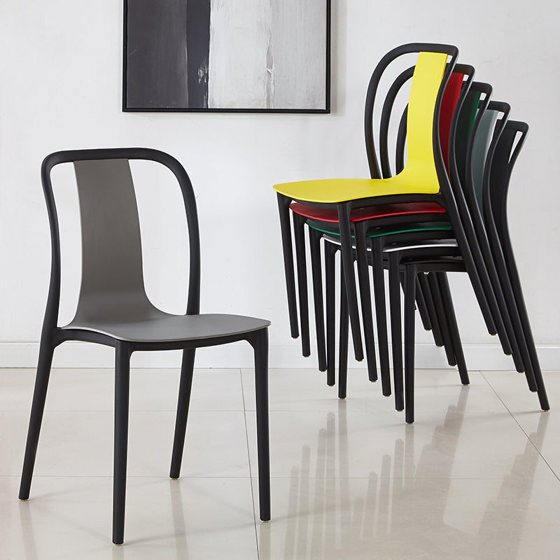 Modern Dining Room Armless Plastic Slat Back Stacking Dining Chair