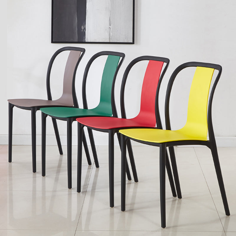 Modern Dining Room Armless Plastic Slat Back Stacking Dining Chair