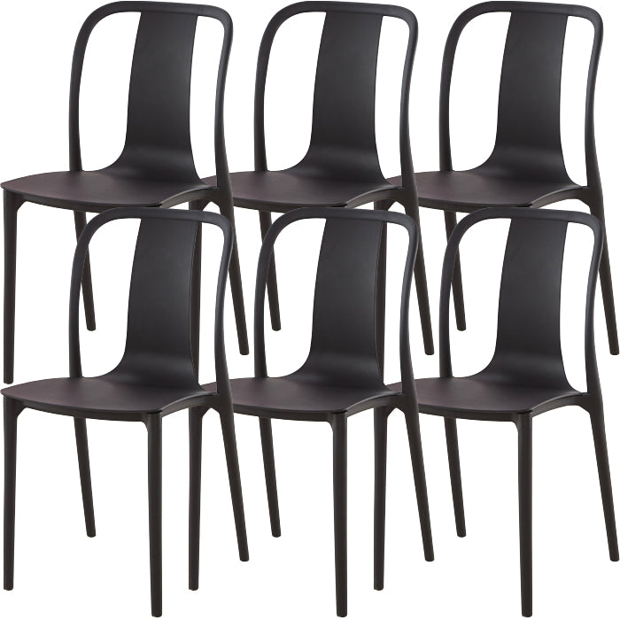 Modern Dining Room Armless Plastic Slat Back Stacking Dining Chair