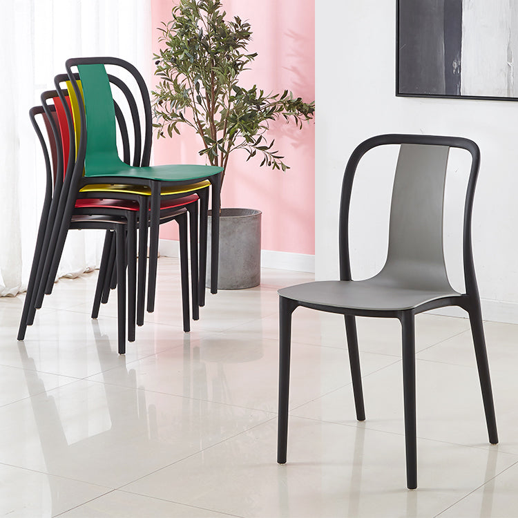 Modern Dining Room Armless Plastic Slat Back Stacking Dining Chair
