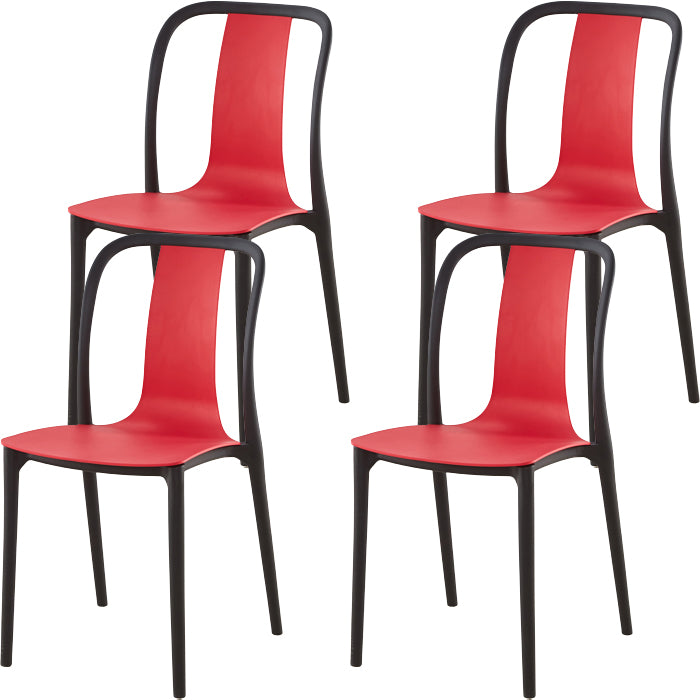 Modern Dining Room Armless Plastic Slat Back Stacking Dining Chair