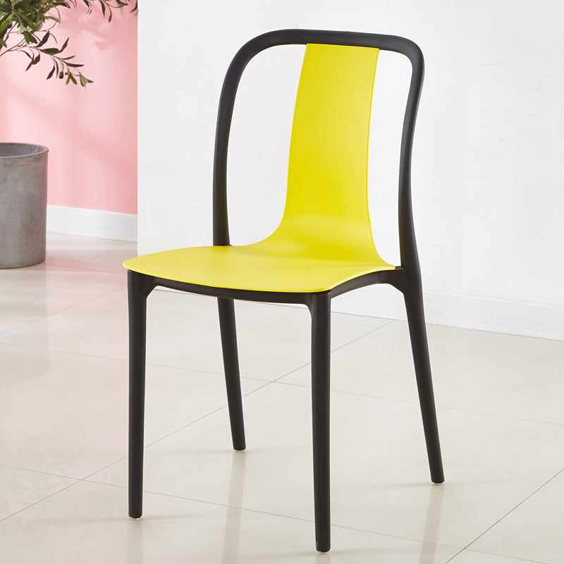 Modern Dining Room Armless Plastic Slat Back Stacking Dining Chair