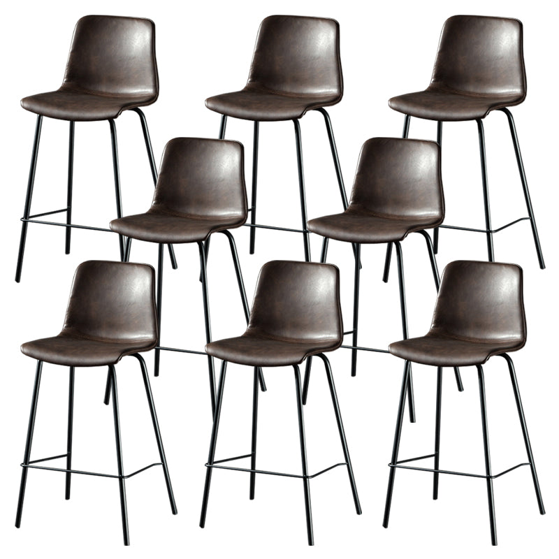 Contemporary Style Low Back Upholstered Bar Stool with Metal Legs
