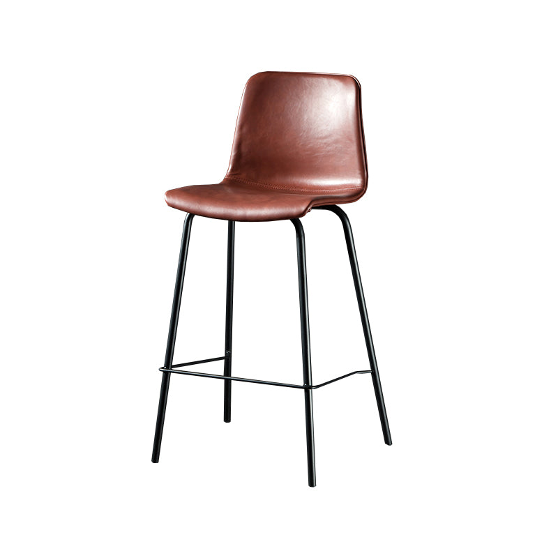 Contemporary Style Low Back Upholstered Bar Stool with Metal Legs