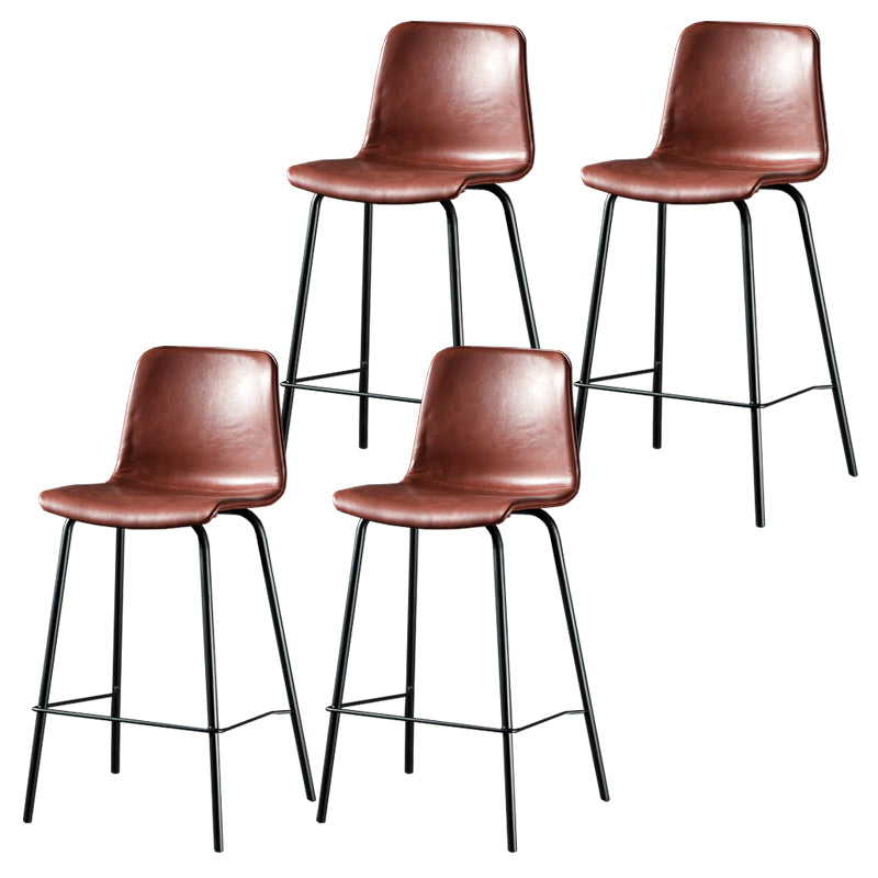 Contemporary Style Low Back Upholstered Bar Stool with Metal Legs