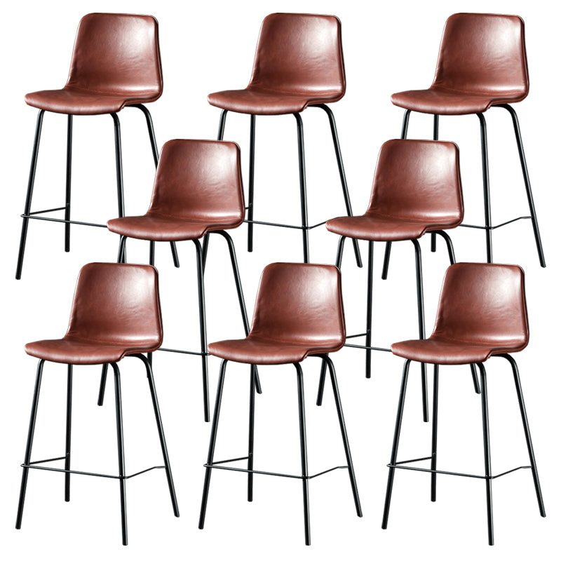 Contemporary Style Low Back Upholstered Bar Stool with Metal Legs