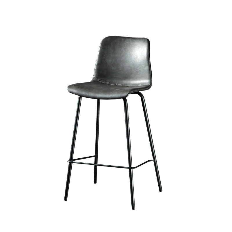 Contemporary Style Low Back Upholstered Bar Stool with Metal Legs