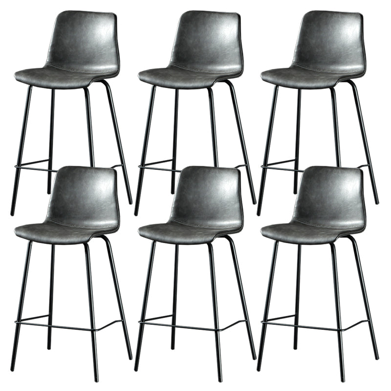 Contemporary Style Low Back Upholstered Bar Stool with Metal Legs