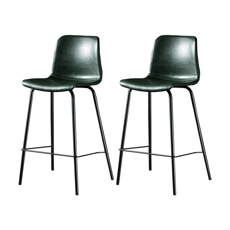 Contemporary Style Low Back Upholstered Bar Stool with Metal Legs