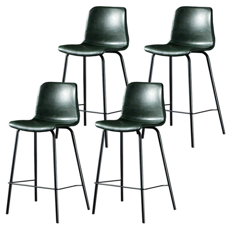 Contemporary Style Low Back Upholstered Bar Stool with Metal Legs