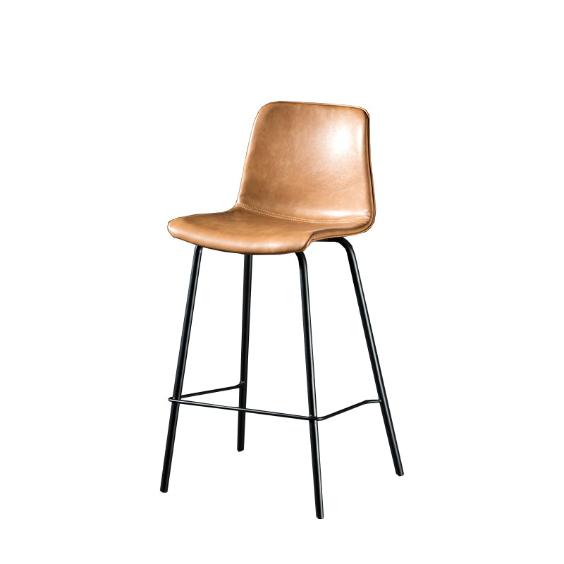 Contemporary Style Low Back Upholstered Bar Stool with Metal Legs