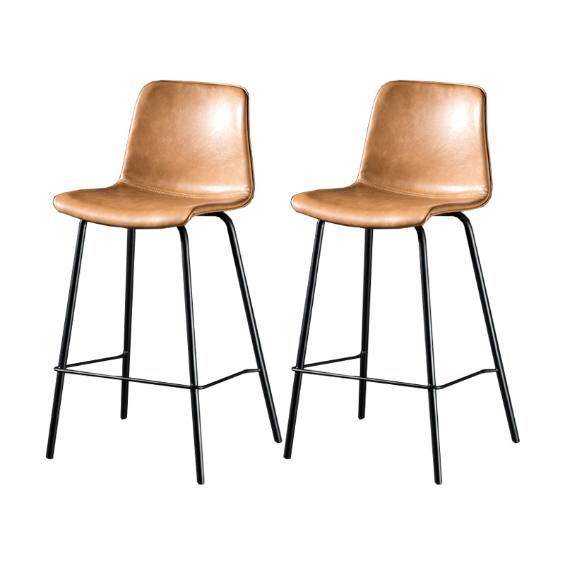 Contemporary Style Low Back Upholstered Bar Stool with Metal Legs