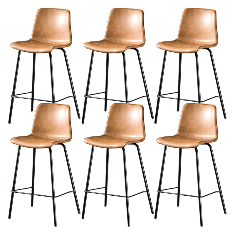 Contemporary Style Low Back Upholstered Bar Stool with Metal Legs
