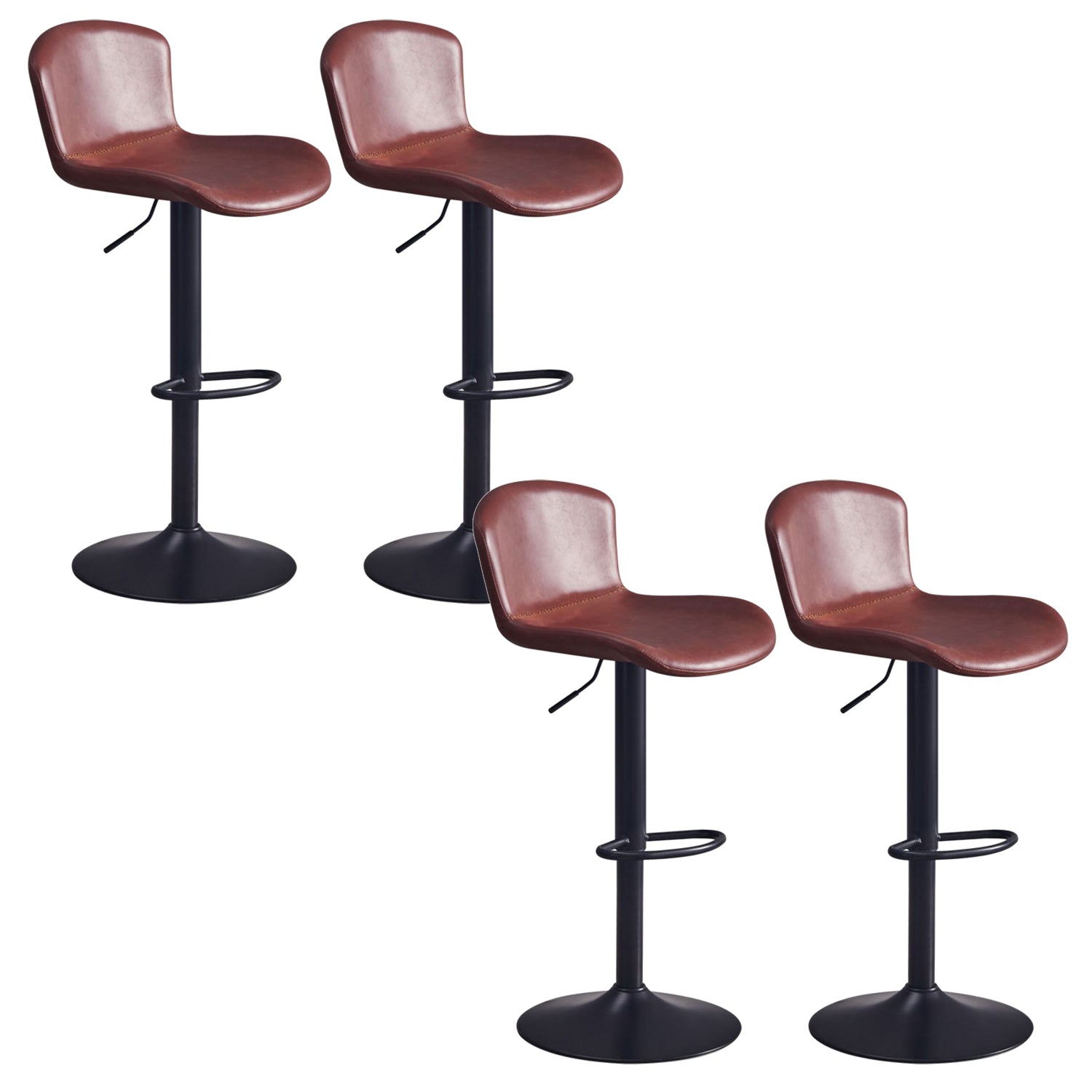 Contemporary Style Adjustable Upholstered Bar Stool with Metal Legs