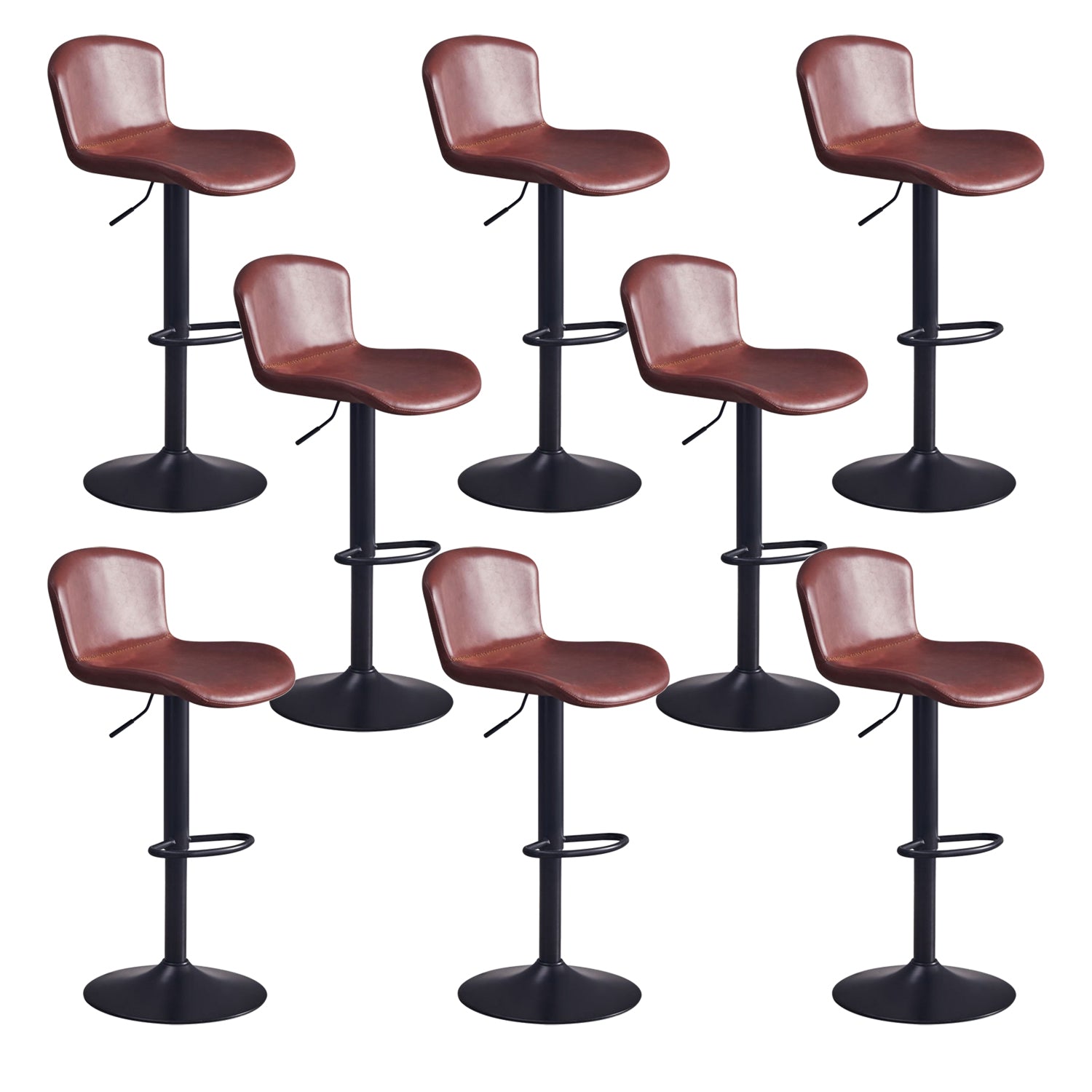 Contemporary Style Adjustable Upholstered Bar Stool with Metal Legs