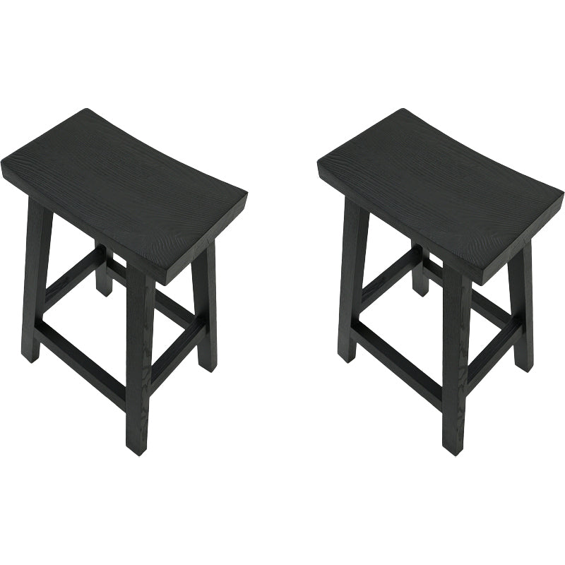 Contemporary Black Ash Solid Wood Armless Bar Stool with Footrest