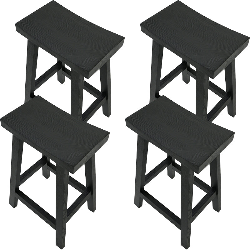 Contemporary Black Ash Solid Wood Armless Bar Stool with Footrest