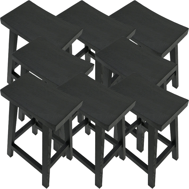 Contemporary Black Ash Solid Wood Armless Bar Stool with Footrest