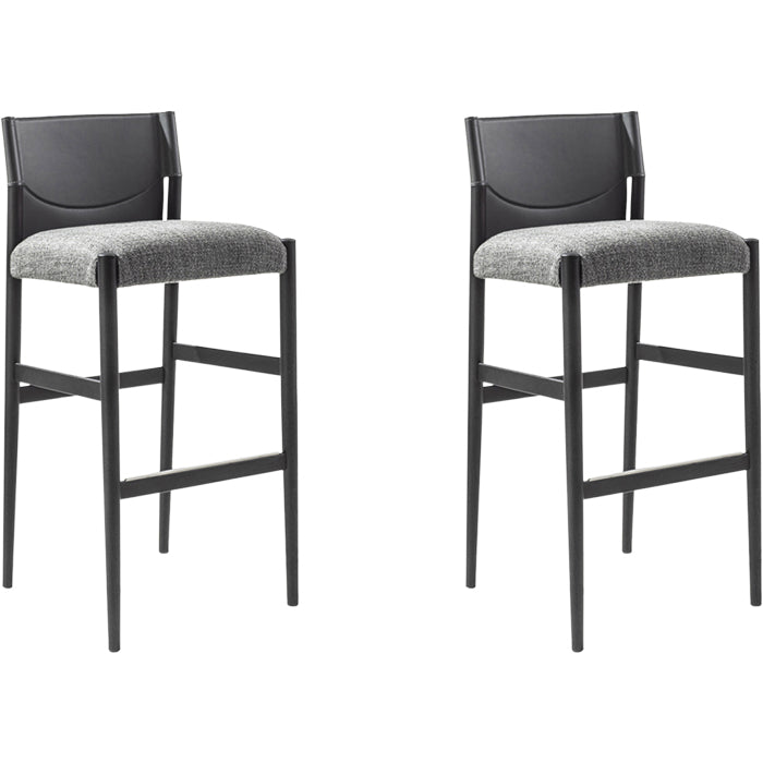 Contemporary Upholstered Armless Bar Stool with Solid Wood Legs