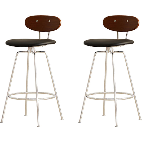 Modern Upholstered Faux Leather Low Back Bar Stools with Metal Base