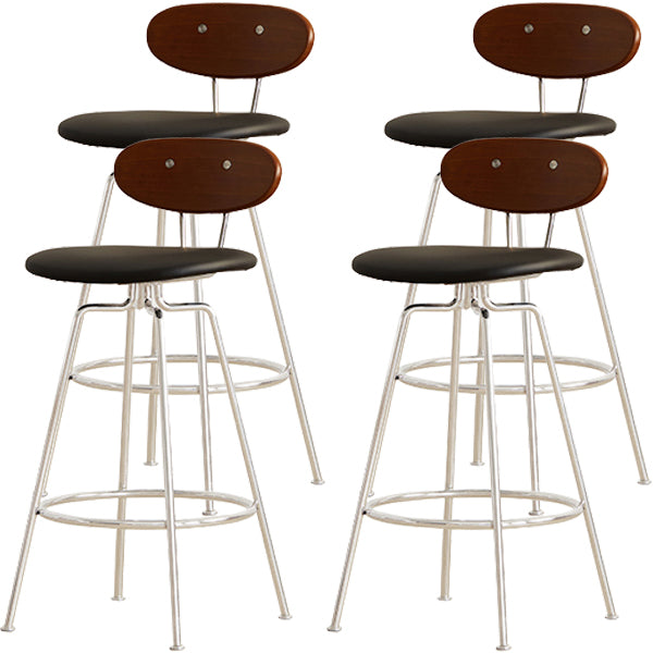 Modern Upholstered Faux Leather Low Back Bar Stools with Metal Base
