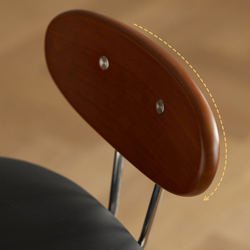 Modern Upholstered Faux Leather Low Back Bar Stools with Metal Base