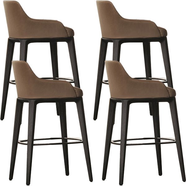 Faux Leather Upholstered Arm Bar Stool with Solid Wood Base for Home