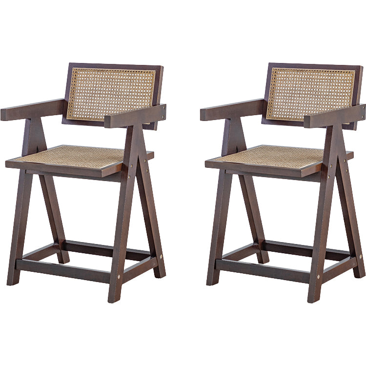 Contemporary Low Back Solid Wood Armed Bar Stool with Footrest