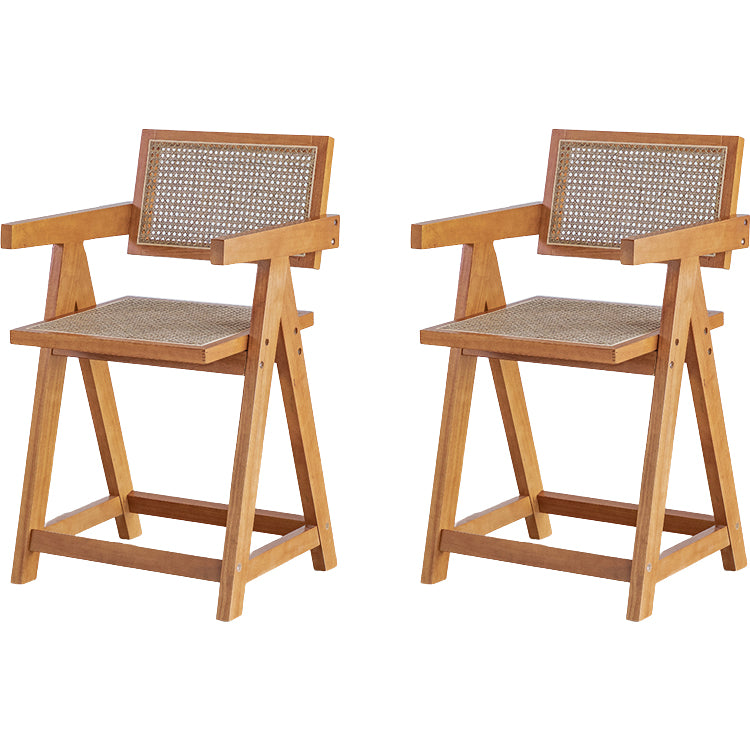 Contemporary Low Back Solid Wood Armed Bar Stool with Footrest