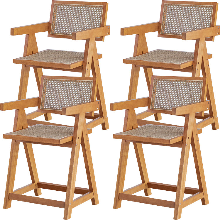 Contemporary Low Back Solid Wood Armed Bar Stool with Footrest