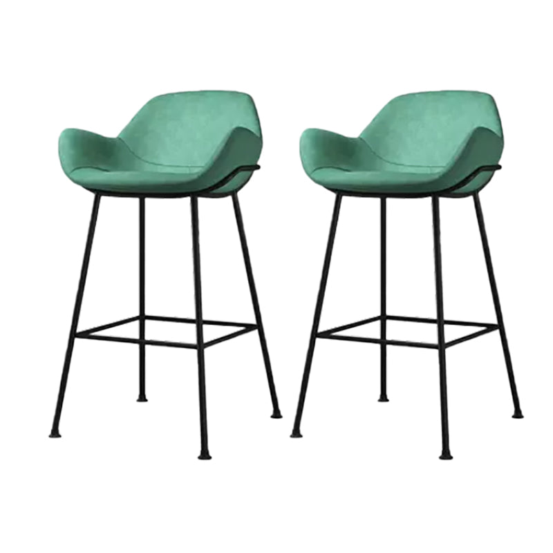 Modern Style Backrest Arm Counter Stool with Metal Base and Leather Cushion