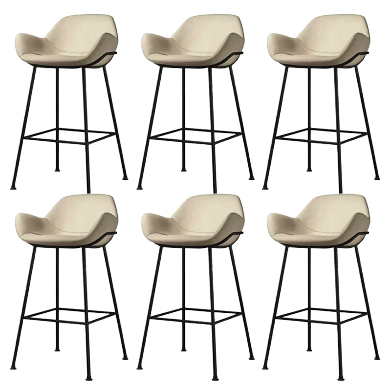 Modern Style Backrest Arm Counter Stool with Metal Base and Leather Cushion