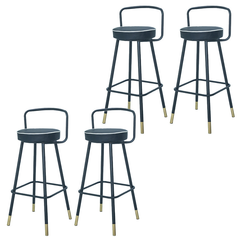 Contemporary Metal Backrest Counter High Stool with Leather Cushion