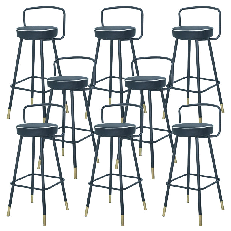 Contemporary Metal Backrest Counter High Stool with Leather Cushion