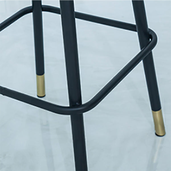 Contemporary Metal Backrest Counter High Stool with Leather Cushion