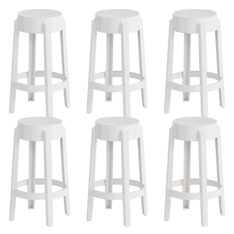 Contemporary Plastic Backless Counter High Stool with 4 Legs