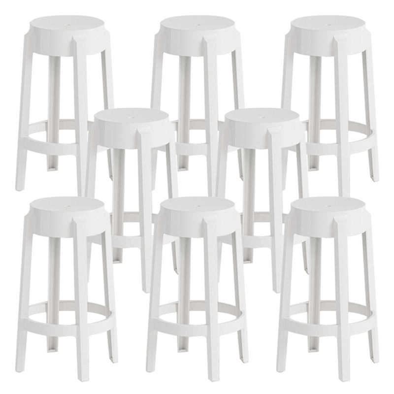 Contemporary Plastic Backless Counter High Stool with 4 Legs