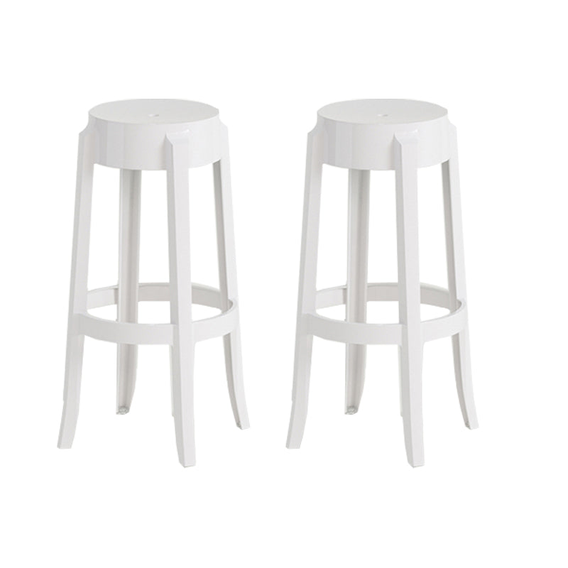 Contemporary Plastic Backless Counter High Stool with 4 Legs